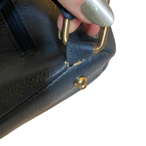 Ted Lapidus Faux Leather Navy Blue Backpack - Picture 10 of 12